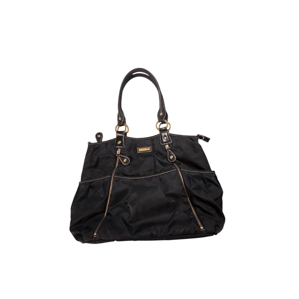 Storksak Olivia Diaper Bag‎ Black Satin Nylon Multiple Pockets